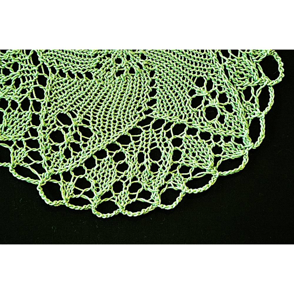 Vintage rundes gestricktes Deckchen grün 19 cm Durchmesser handgestrickt Baumwolle Bild 2