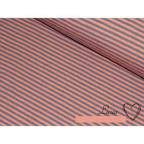 12,60 EUR/m Jersey Baumwolle Streifen orange grau