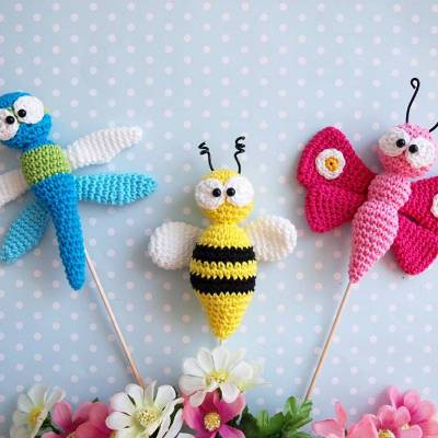 Häkelanleitung Blumenstecker 3er Set - PDF Datei