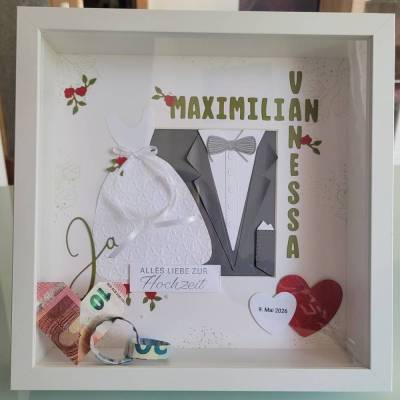 Personalisiertes Geldgeschenk zur Hochzeit – 3D Objektrahmen mit Namen & Hochzeitsdatum • Hochzeitsgeschenk