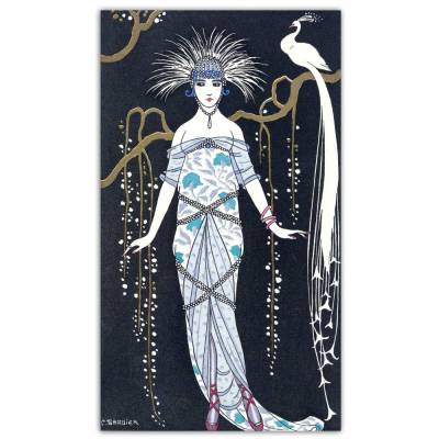 Leinwandbild Mode Fashion Illustration 1914 Abendkleid Glamour Paris - Modemagazin Vintage Art - Kunstdruck - Wanddeko
