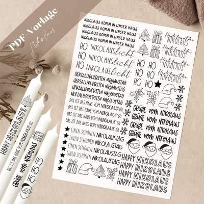 Nikolaus PDF Vorlage Kerzentattoo Kerzensticker Kerzen Gestalten Frohes Fest Frohe Weihnachten Advent Winterzauber Weihn