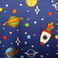 Baumwolljersey Planeten Raketen Weltraum – Kinderstoff Meterware 145 cm OEKO-TEX