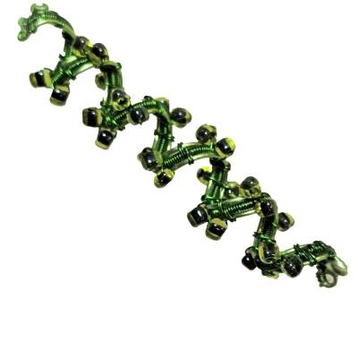 Funkelnde Haarperle handgewebt grün metallic handmade Haarschmuck Dreadlock haarperle handgemacht