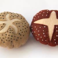 Brötchen, Laugenbrötchen, Mohnbrötchen aus Filz handgenäht für den Kaufladen und Kinderküche