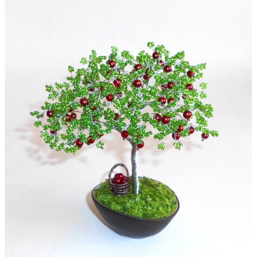 Bastelanleitung Perlenbumchen  Apfelbaum Bonsai aus Perlen und Draht -  und Liebe