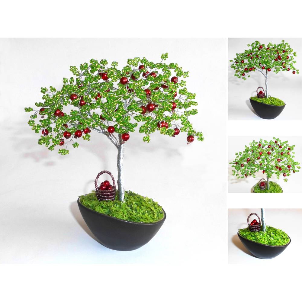 Bastelanleitung Perlenbumchen  Apfelbaum Bonsai aus Perlen und Draht -  und Liebe