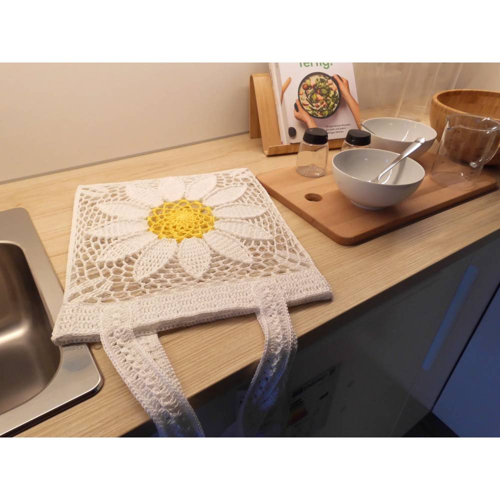 Häkelanleitung Tasche Einkaufsnetz große Blume Bild 2