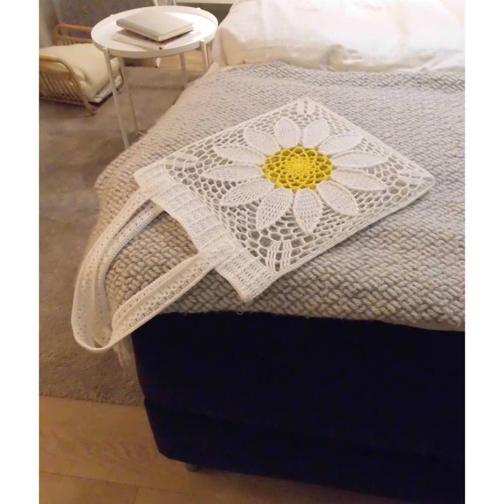 Häkelanleitung Tasche Einkaufsnetz große Blume Bild 3