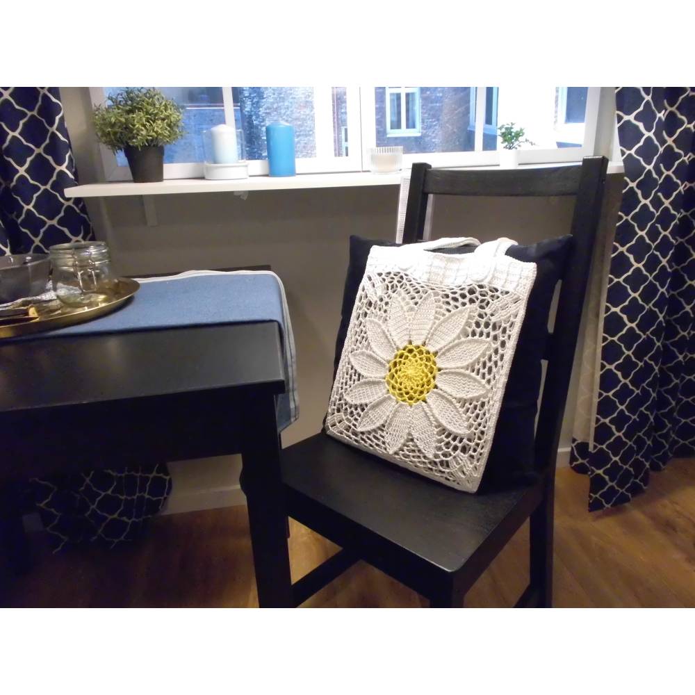 Häkelanleitung Tasche Einkaufsnetz große Blume Bild 5