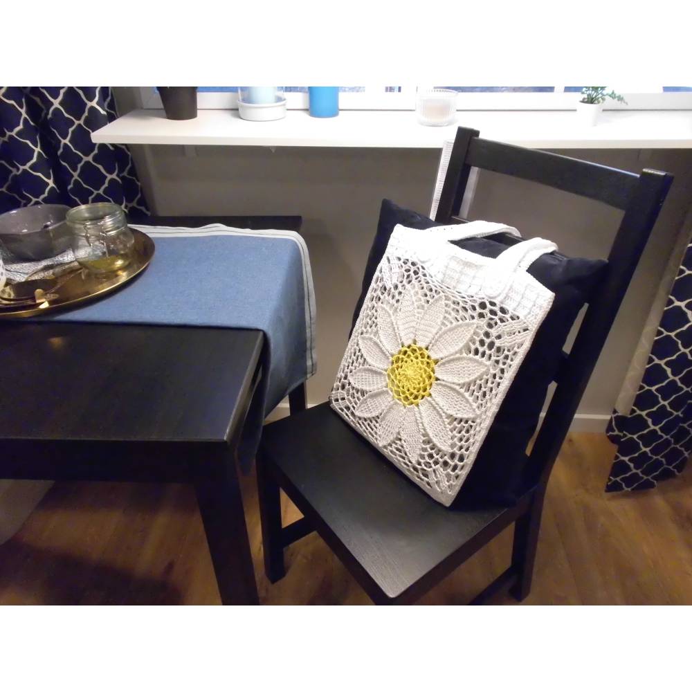 Häkelanleitung Tasche Einkaufsnetz große Blume Bild 9