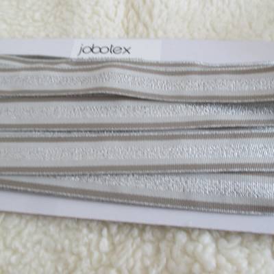 Zierband Lurex silber-creme-lindgrün Breite 25 mm (1m/1,00 €)
