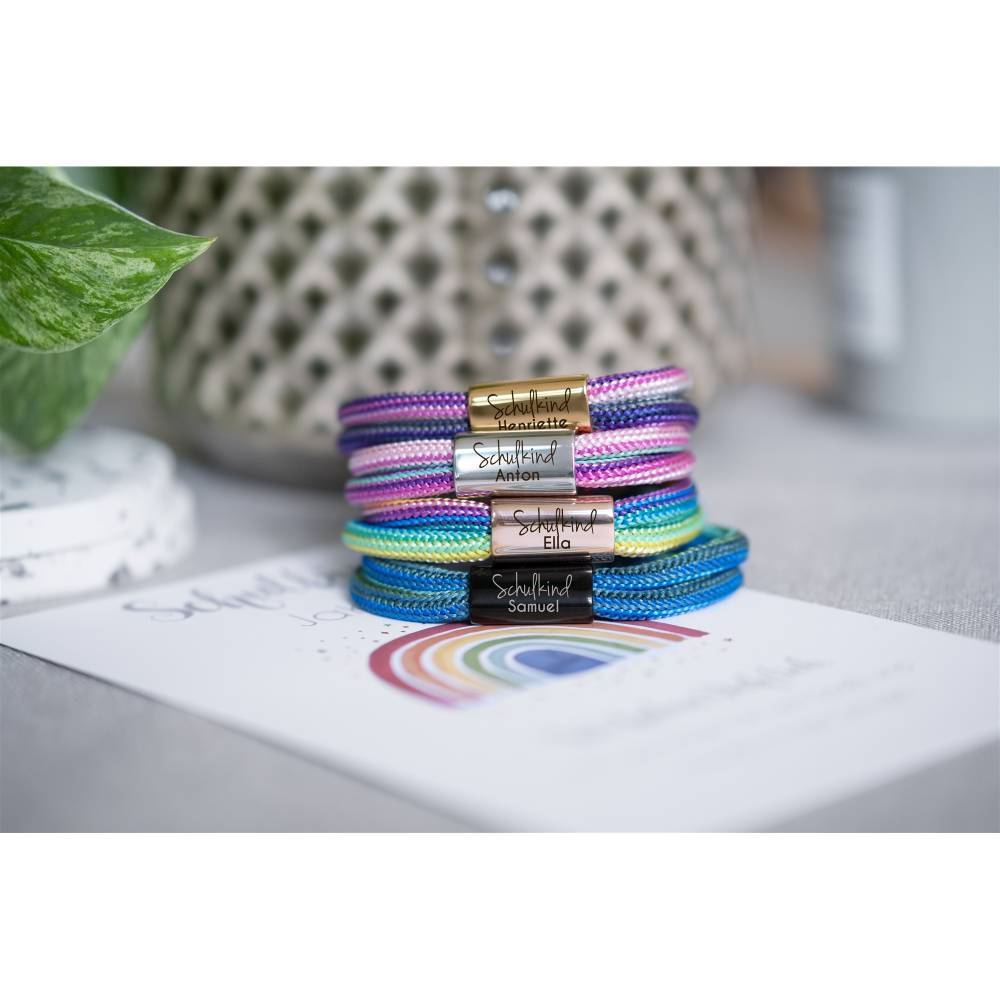 Schulkind Armband, Kinderarmband, Einschulung Geschenk | Glücksbringer | personalisiert | graviert Bild 1