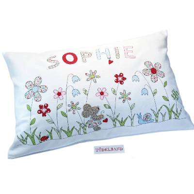 Kissen Namenskissen Kinderkissen ...Sommerwiese...cremeweiß...Maus