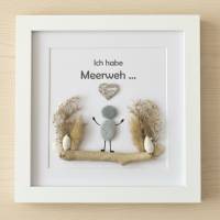Steinbild „Ich habe Meerweh“ mit Steinmännchen – Personalisiertes Unikat im maritimen Küstenstil, STB-304