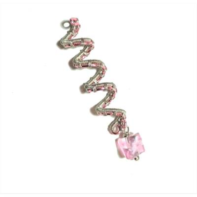 Funkelnde Zopfperle handgewebt rosa silberfarben handmade Haarschmuck Zopfperle Dreadlock in wirework handgemacht
