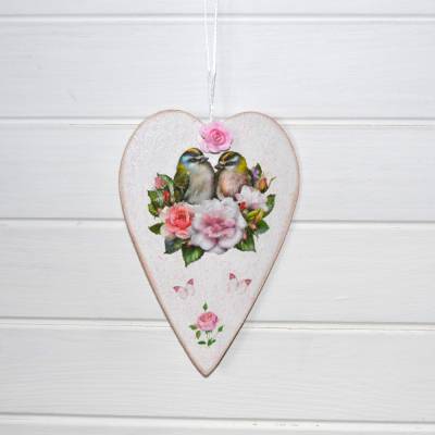 Wandschmuck MDF-Herz Motiv "zwei Vögel"