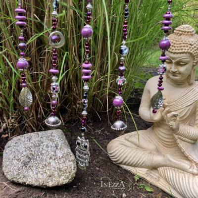 BOHO Windspiel Sonnenfänger Lila Violett spirituelle Fensterdekoration Sun Catcher Perlendeko