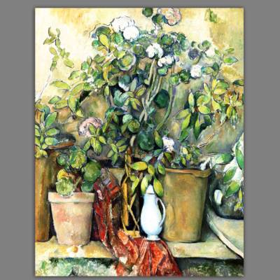 Wandbild Garten Frankreich abstrakt, Terracotta nach einem alten Gemälde ca. 1892 Vintage Reproduktion Cezanne Druck