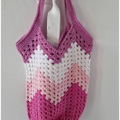 süße Kindertasche, 100% Baumwolle, gehäkelt, Tulpentasche Granny square, Einzelstück