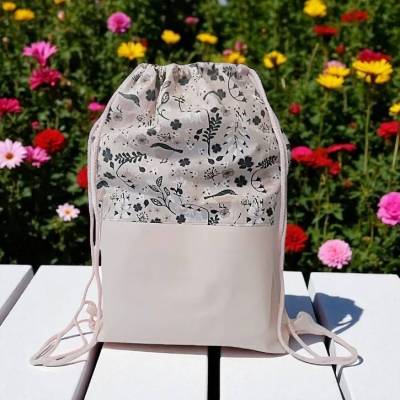 Turnbeutel, Rucksack rosa geblümt