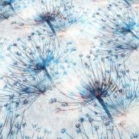 Baumwolljersey Pusteblume weiß türkis blau – Kinderstoff Meterware zum Nähen von Kleidung