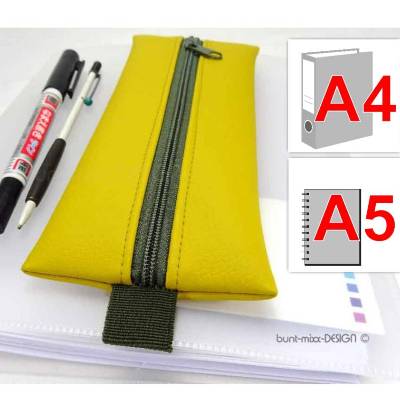 Mäppchen senfgelb senf Gummiband KHAKI olivgrün A4 Ordner A5 Planer Skizzenbuch, handmade by BuntMixxDESIGN ©