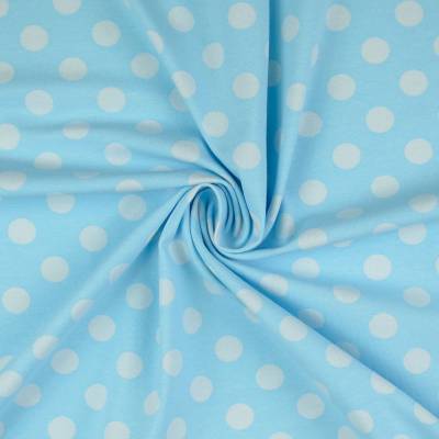 Baumwolljersey  Punkte Tupfen 5 mm hellblau - weiß Oeko-Tex Standard 100(1m/13,-€)