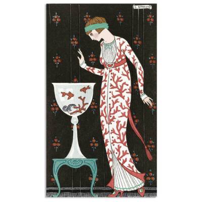 Leinwandbild Mode Fashion Illustration 1913 Hauskleid Paris Fische - Modemagazin Vintage Art - Kunst - Druck - Wanddeko