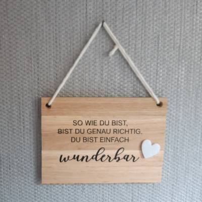 Geschenk zum Einzug/ Holzschild du bist wunderbar, Schild aus Klötzchen/ Familie/ Zuhause/ Deko/ Dezent Minimaldeko/Mit