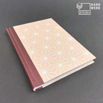 Notizbuch, 100 Blatt, A5, metallic dunkelrot, Muster retro, handgefertigt