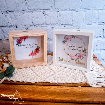 Personalisierte Spardose Bilderrahmen – Geschenk zur Hochzeit, Taufe & Konfirmation