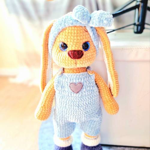 Hase Plüschtier gehäkelt,  Kuscheltier Hase lange Ohren Amigurumi