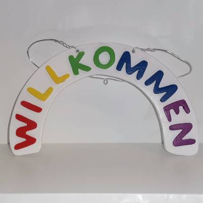 Türschild - Regenbogen mit Willkommen
