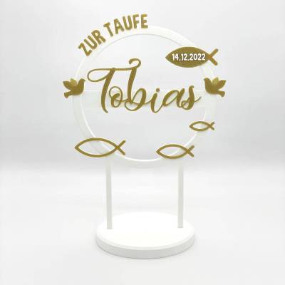 Kuchen Topper zur Taufe - personalisiert mit Farbe, Name & Datum