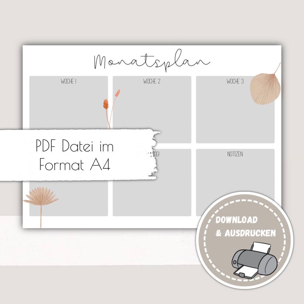Monatsplan, Monatsplaner zum Ausdrucken - Pdf Download Monatsplan zum