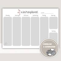 Wochenplan, Wochenplaner zum Ausdrucken - Pdf Download Wochenplan zum