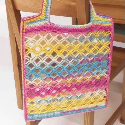Häkelanleitung Tasche Shopper Einkaufsnetz farbenfroh & federleicht