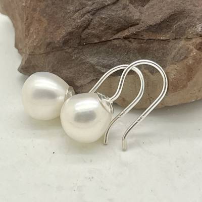 Perlenohrhänger aus echten SW-Perlen, schlicht und edel, Hochzeitsschmuck silber