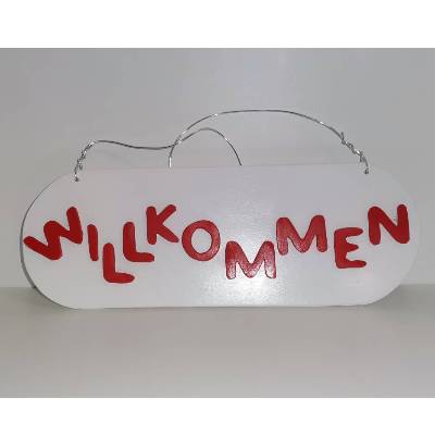 Willkommen Türschild oval