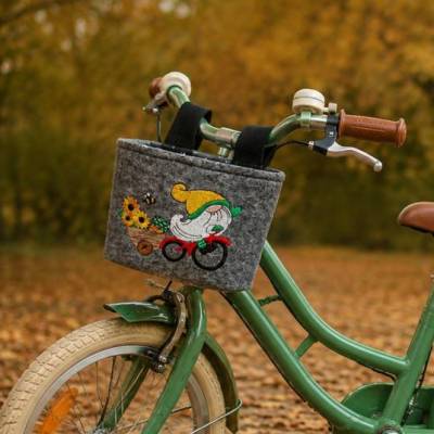 Lenkertasche mit Fahrrad Gnom Stickerei