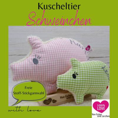 Kuscheltier Schwein Schweinchen mit Herz und gesticktem Wunschnamen