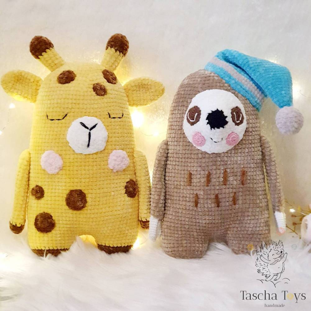 Deko Kissen Kinderzimmer, Kissentiere Giraffe, Hase, Faultier, Frosch, Tiger, Bär gehäkelt, Plüschtiere Kissen Spielzeu
