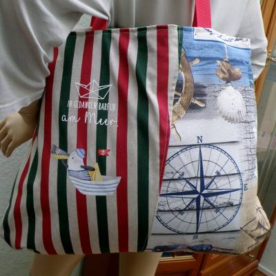 Strandtasche  / Shopper / Schwimmbadbag  / der ideale Alltagsbegleiter im maritimen Style, wasserfestes  Innenfutter