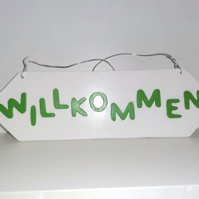 Willkommen Türschild oval