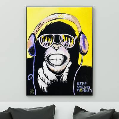Popart Monkey handgemalt - Einzelstück, 40x30cm