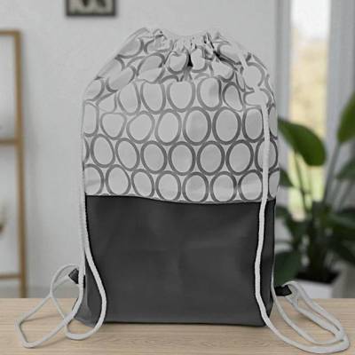 Turnbeutel, Rucksack grau/weiß