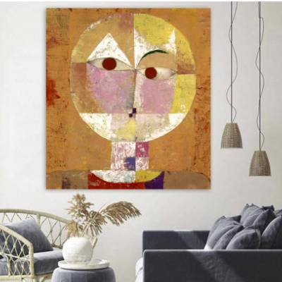 Wandbild Senecio Scheibenkopf nach einem alten Gemälde 1922 BAUHAUS Style abstrakt Paul Klee Leinwanddruck