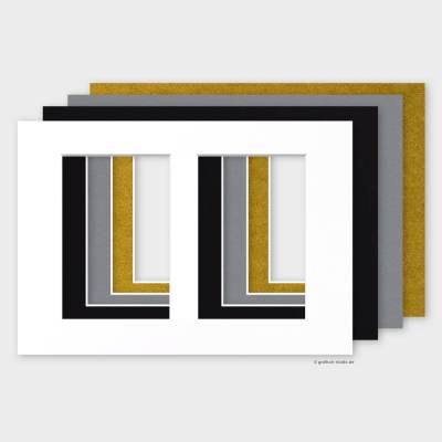 Passepartout DIN A4 mit 2 Ausschnitten für Fotos im 15x10 cm Format 