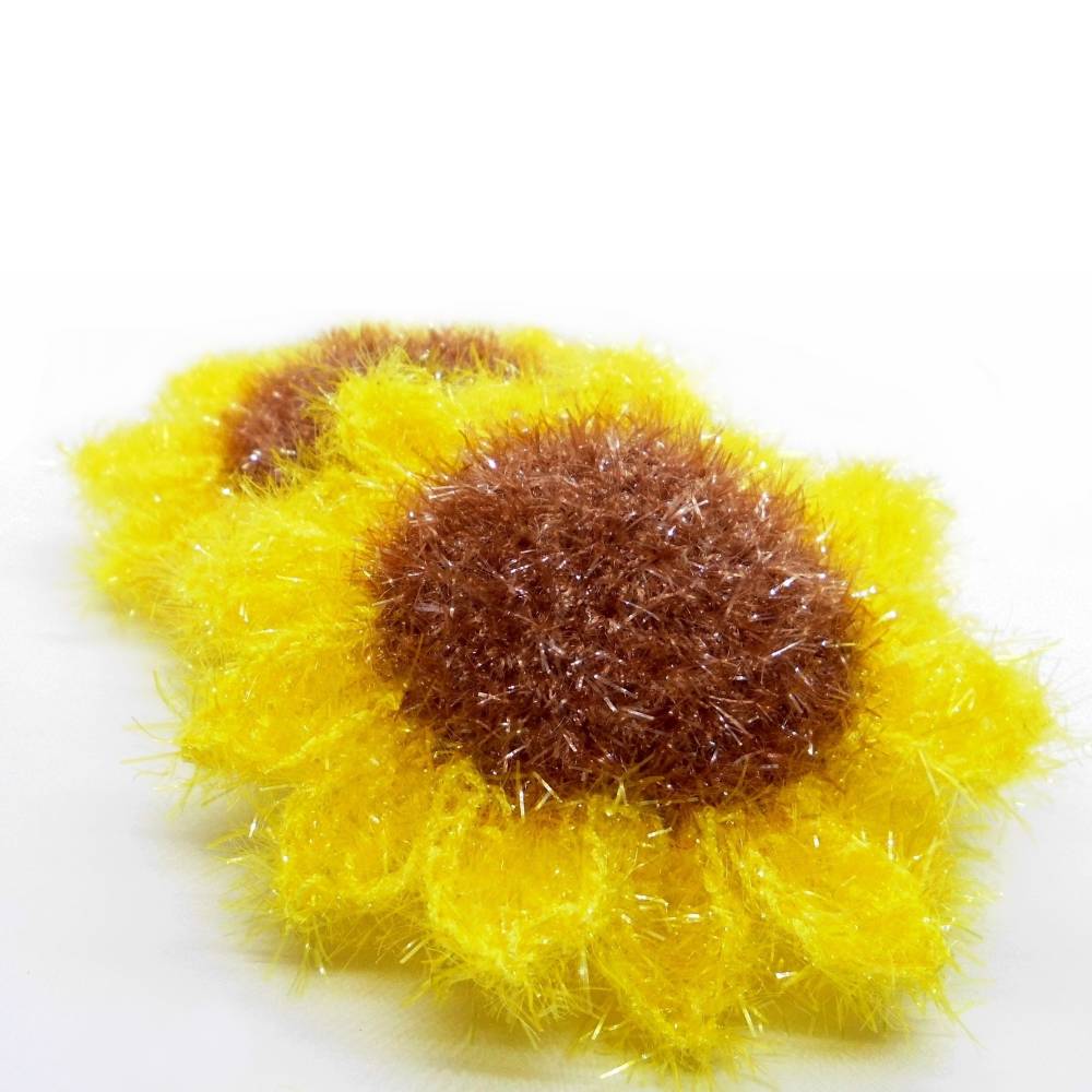 Häkelanleitung Sonnenblume Mini-Schwamm für Bad & Küche und zur Dekoration - einfach aus Schwammgarnresten Bild 1